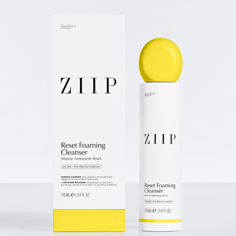 ZIIP Reset Foaming Cleanser shown with packaging box